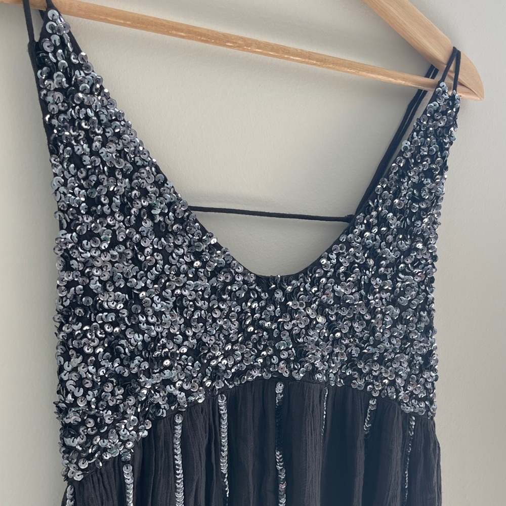 New with tags!! Free People Black Sequin Mini Dress - Picture 3 of 9